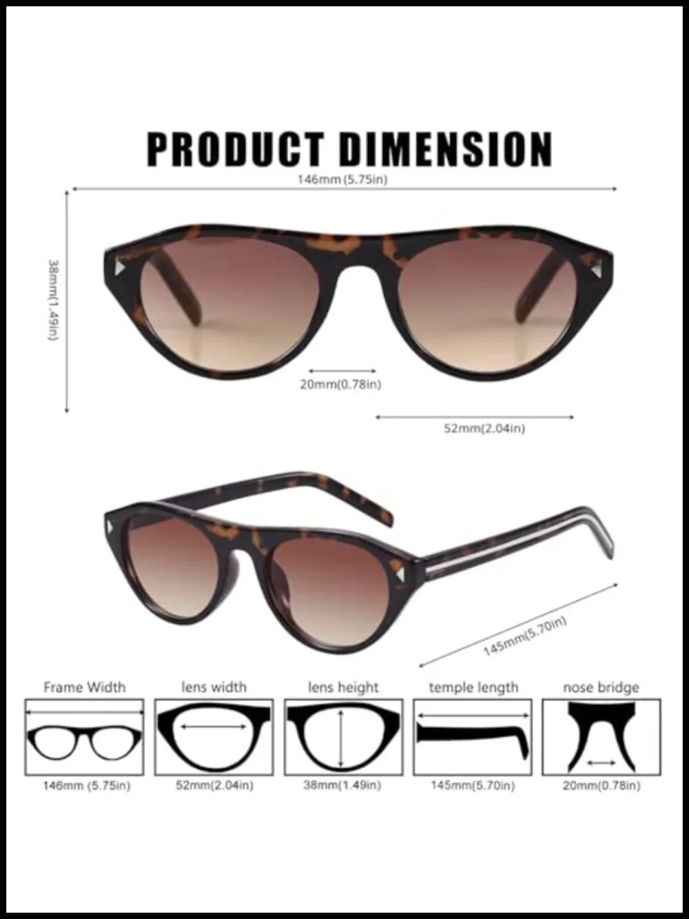 Retro Oval Cat Eye Sunglasses UV400 Protection Narrow Frame